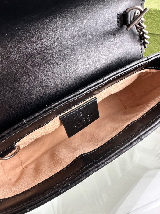Gucci GG Marmont Black Leather Super Mini Bag