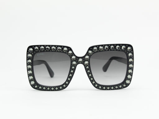 Gucci Black Oversize Square-frame Sunglasses With Crystals