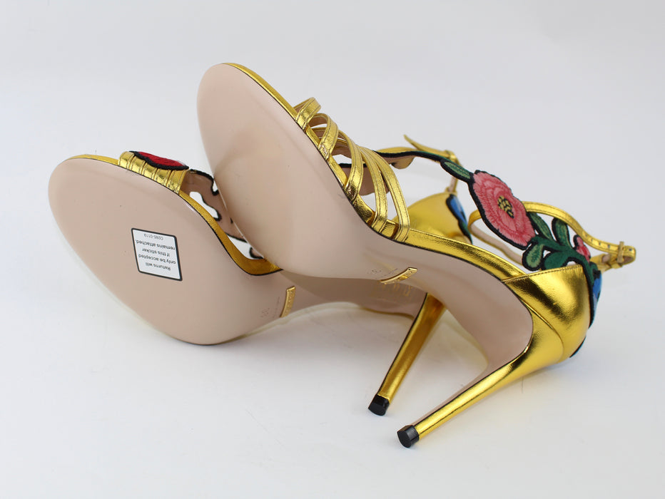 GUCCI OPHELIA GOLD SANDALS SIZE 38 - LuxurySnob