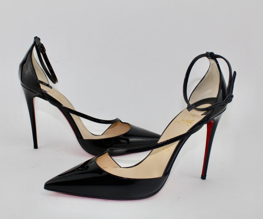 CHRISTIAN LOUBOUTIN FLIKETTA 100 PATENT BLACK