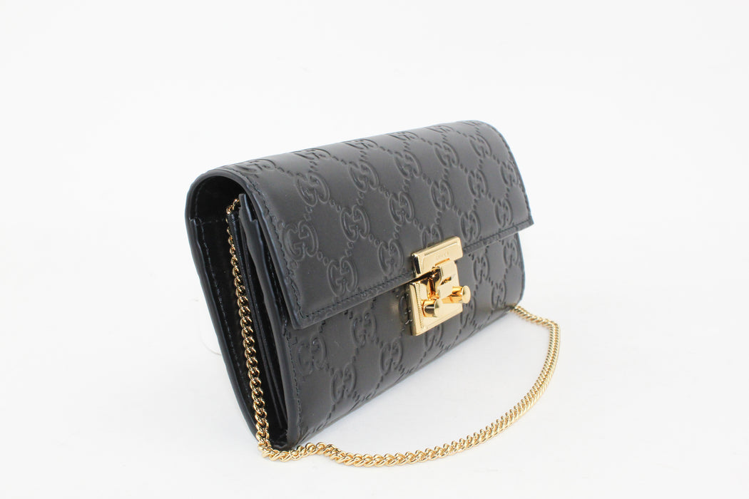 Gucci Padlock Leather Wallet on Chain