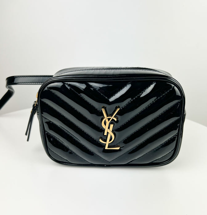 Saint Laurent Lou Camera Patent Black belt bag