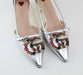 GUCCI METALLIC LEATHER PUMP WITH CRYSTAL DOUBLE G - LuxurySnob