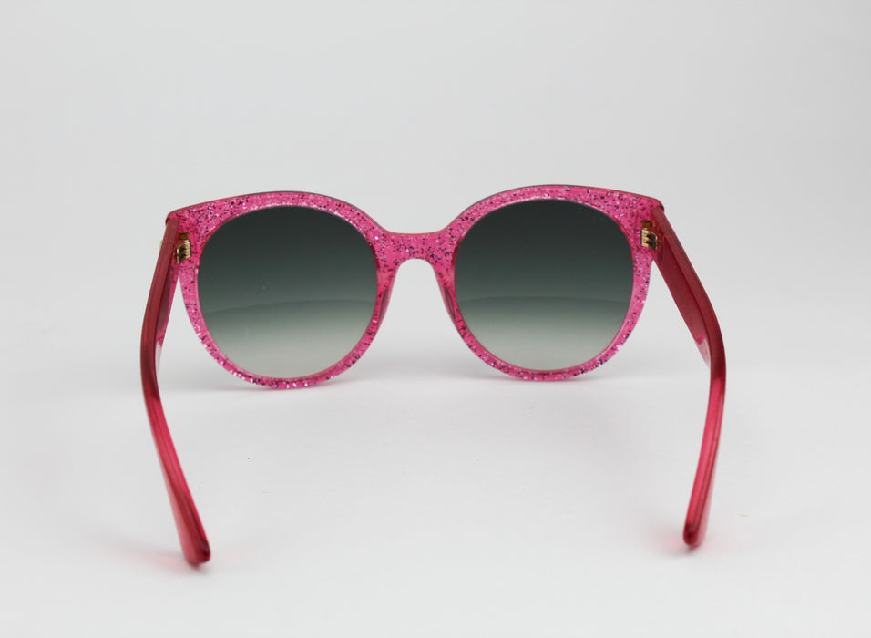 Gucci Round-Frame Fuchsia Glitter Sunglasses