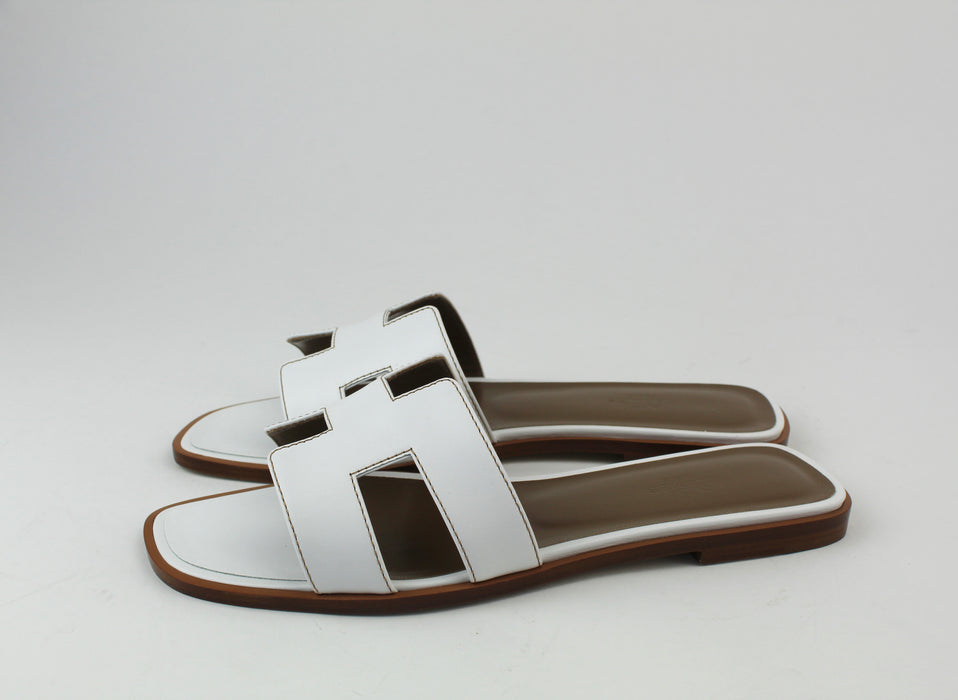 Hermes Oran Sandals white