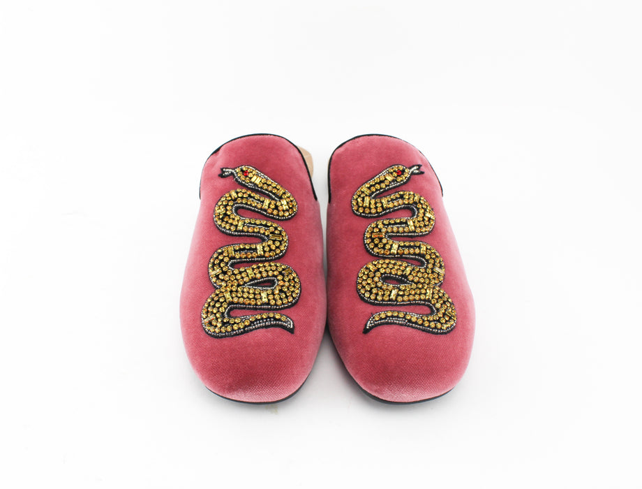 Gucci Lawrence Velvet Snake Mules
