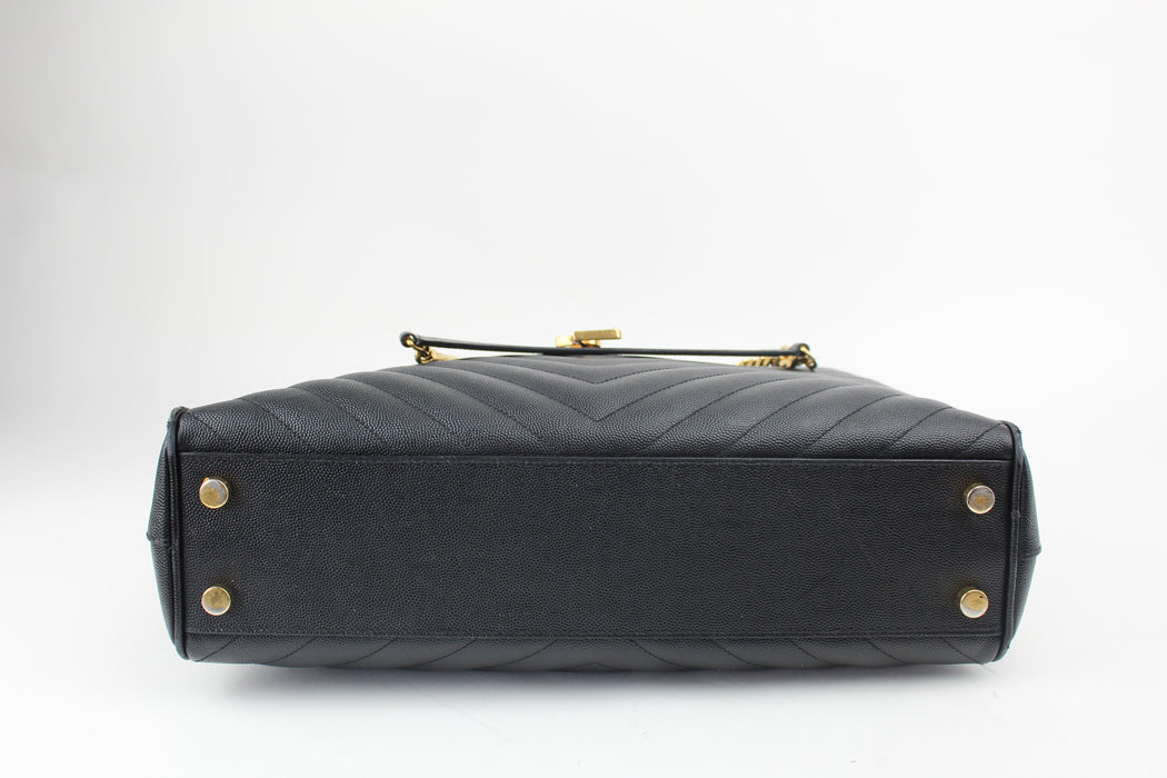 Saint Laurent Cassandra Matelasse Shopper Black Leather Tote