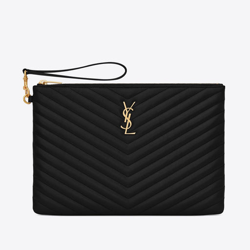 Saint Laurent Monogram Wristlet in Matalasse Leather