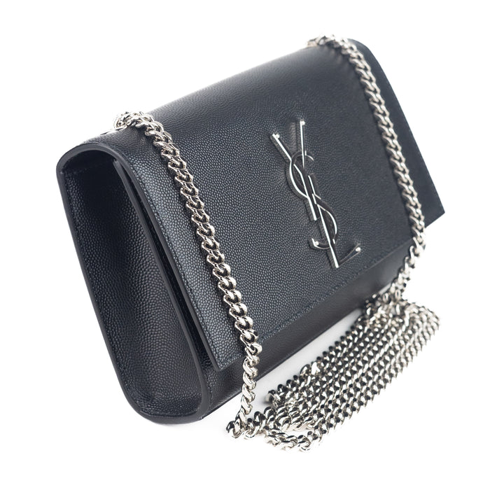 Saint Laurent Kate Small Grain De Poudre Shoulder Bag on Chain