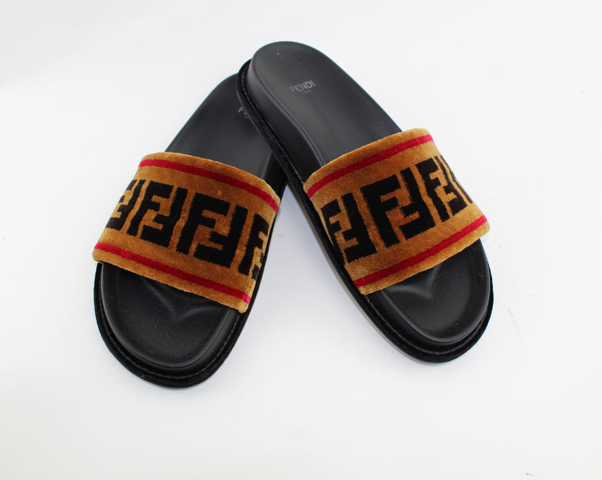 FENDI FF MOTIF BAND SLIDES SIZE 39