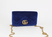 GUCCI GG MARMONT VELVET MINI CROSSBODY BLUE
