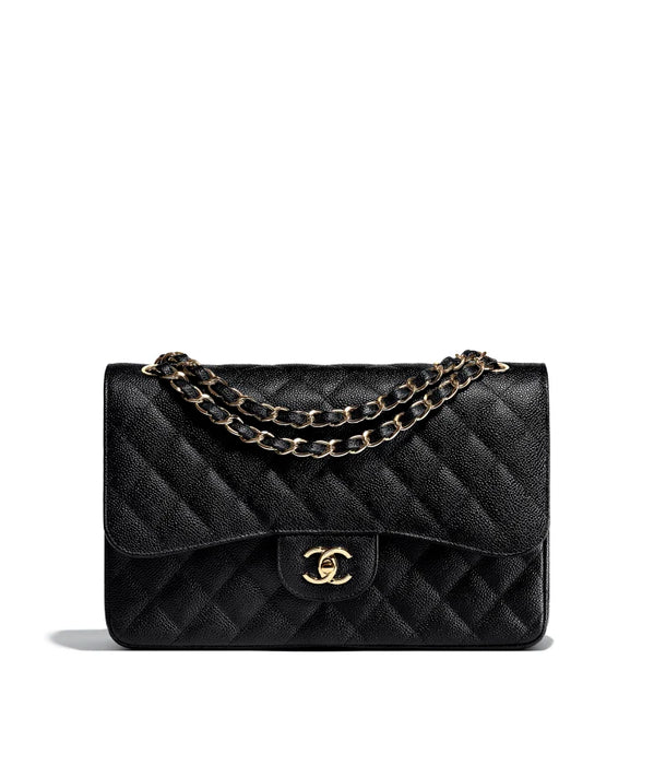 Chanel Large Caviar Double Flap Bag in Black