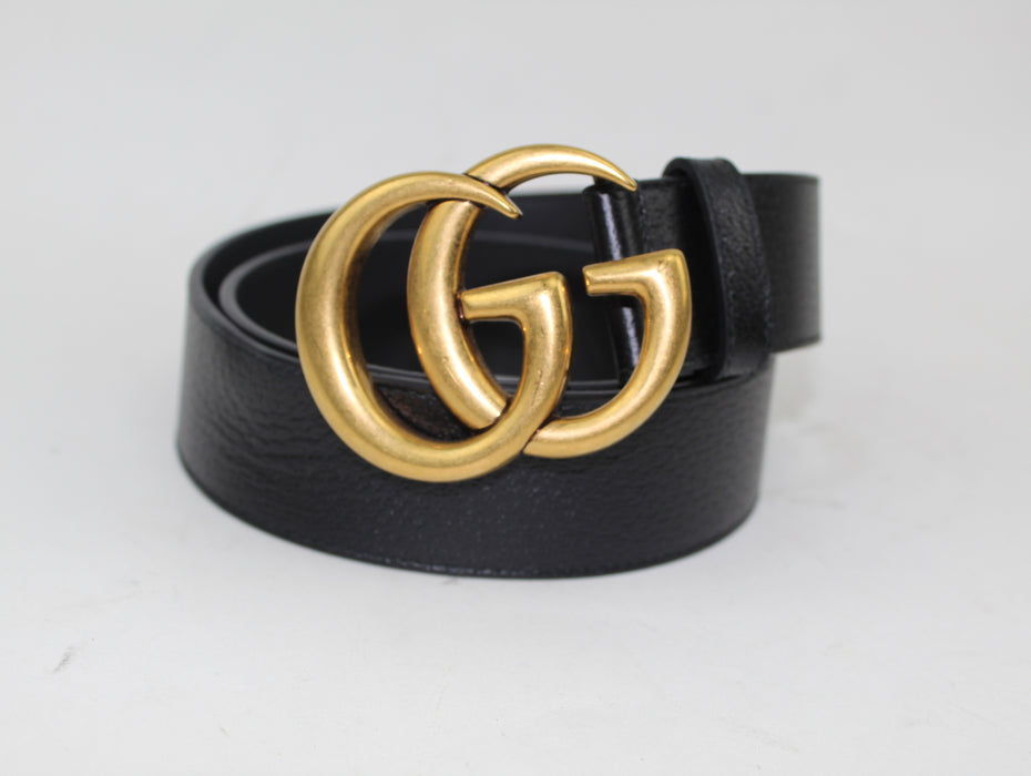 GUCCI LEATHER BELT WITH DOUBLE G BUCKLE SIZE 85/34 - LuxurySnob