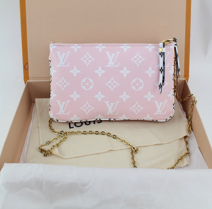 LOUIS VUITTON POUCHETTE DOUBLE ZIP MONOGRAM GRAM GIANT CHAIN BAG - LuxurySnob