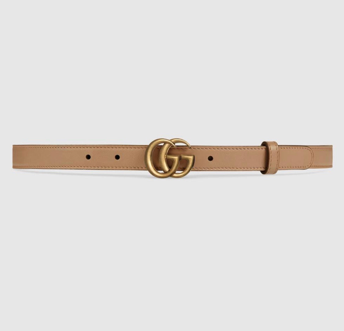GUCCI LEATHER BELT WITH DOUBLE G BUCKLE NUDE — LSC INC display picture 2