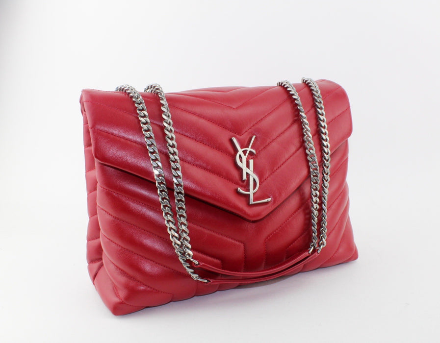 SAINT LAURENT MEDIUM LOULOU BAG RED