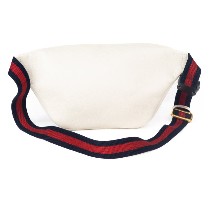Gucci White Leather Logo Belt Bag