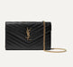 SAINT LAURENT MONOGRAM CHAIN WALLET IN GRAIN DE POUDRE EMBOSSED LEATHER