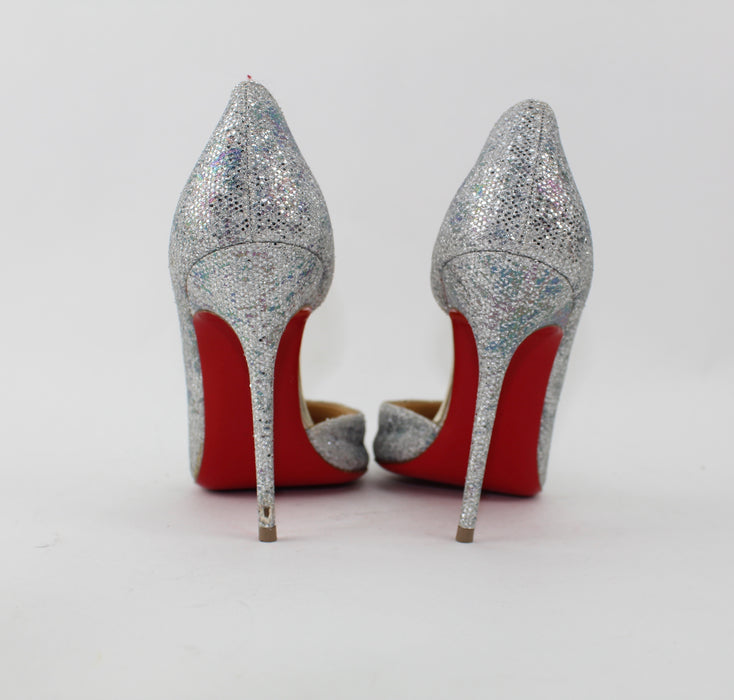 CHRISTIAN LOUBOUTIN IRIZA HALF D'ORSAY GLITTER PUMP SIZE 39 - LuxurySnob