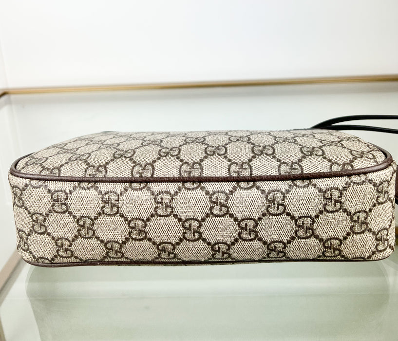 Gucci Ophidia embellished textured leather-trimmed printed coated-canvas shoulder bag