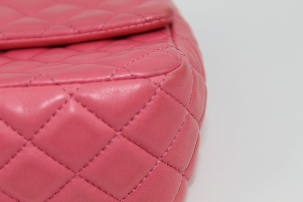 CHANEL SMALL LAMBSKIN FLAP BAG IN PINK - LuxurySnob