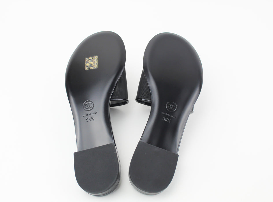 Chanel Mesh & Patent Black Mules