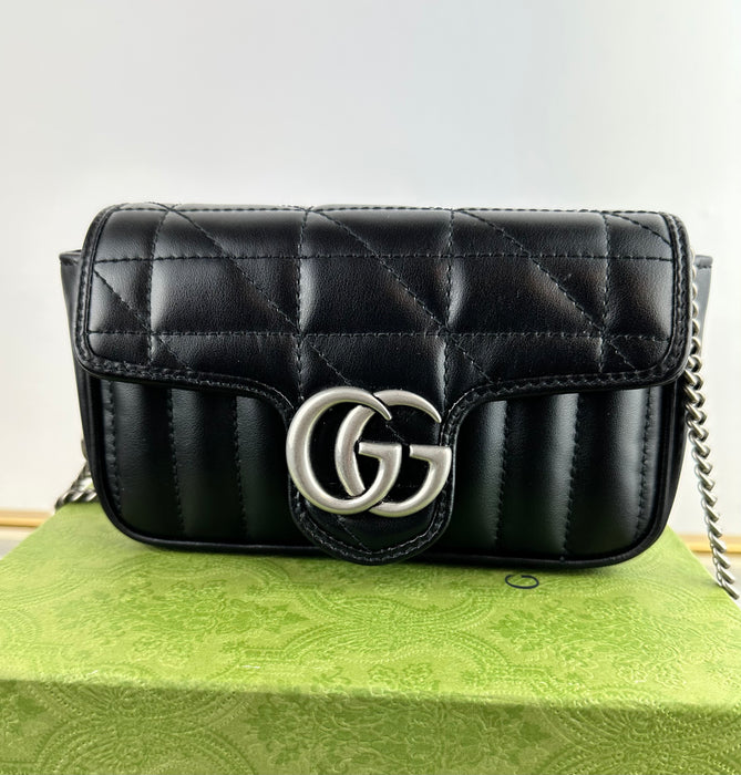 Gucci GG Marmont Black Leather Super Mini Bag