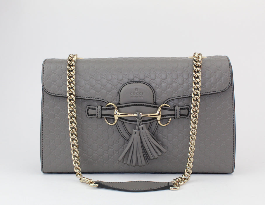 Gucci Emily Guccissima Medium Shoulder bag grey