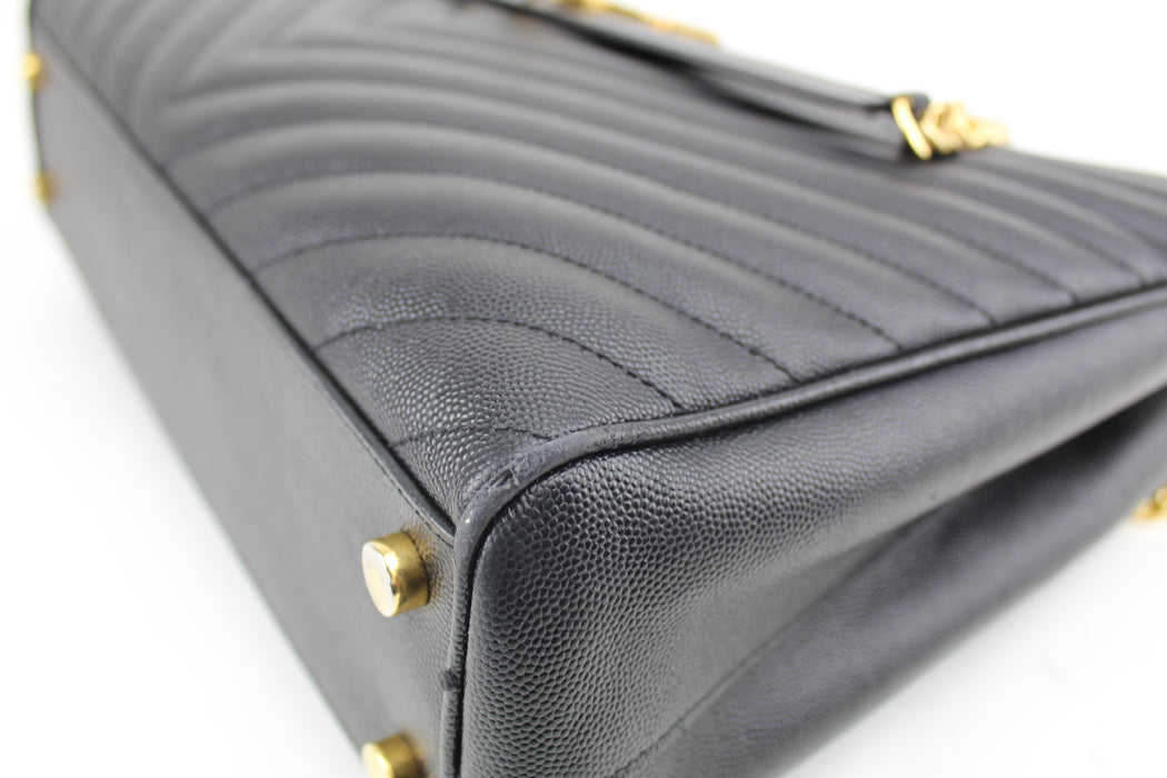 Saint Laurent Cassandra Matelasse Shopper Black Leather Tote