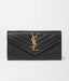 Saint Laurent Large Flap Wallet in Black Leather with Gold Hardware
