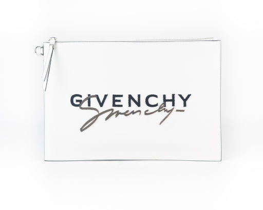 Givenchy Large Embroidered Logo Leather Pouch