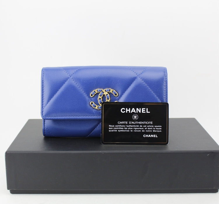 Chanel 19 Flap Blue Wallet