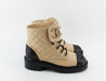 CHANEL WOMEN LACE UP BOOTS BEIGE AND BLACK