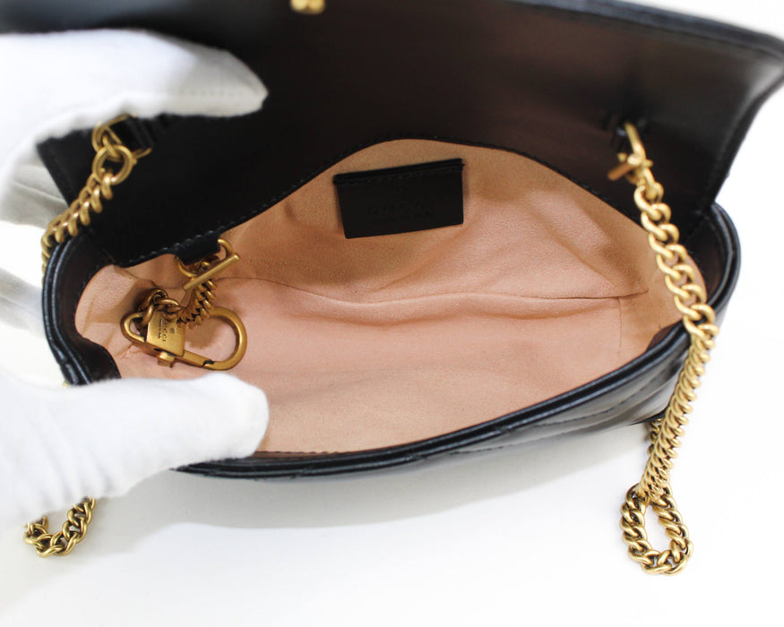 Gucci GG Marmont Black Leather Super Mini Bag