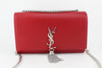 Saint Laurent Red Leather Medium Kate YSL Tassel Chain Bag