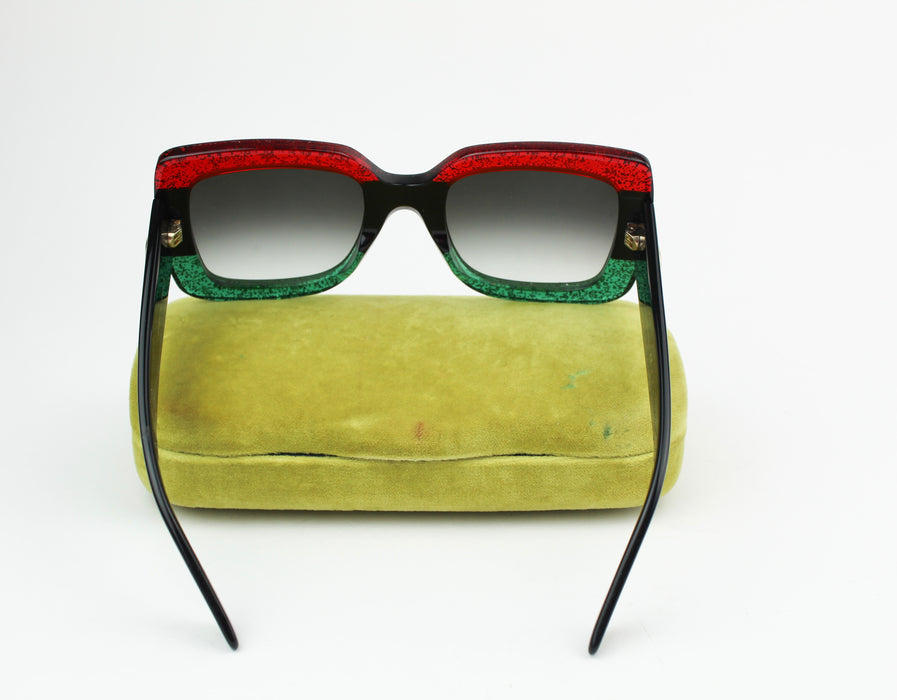 Gucci Red and Green Glitter Sunglasses