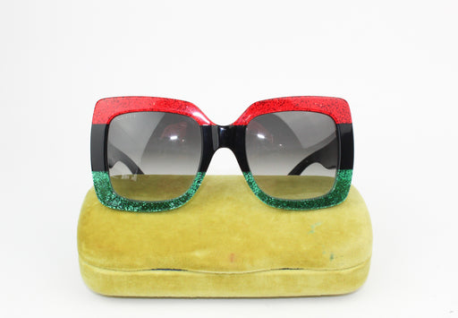 Gucci Red and Green Glitter Sunglasses