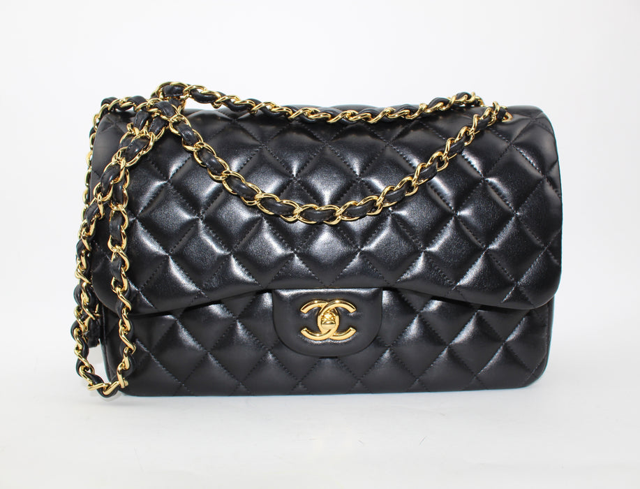 CHANEL JUMBO LAMBSKIN DOUBLE FLAP BAG - LuxurySnob