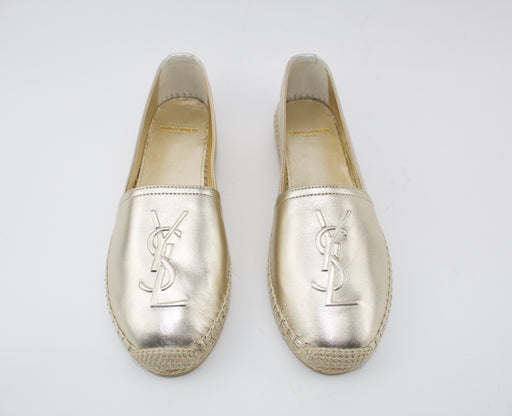 SAINT LAURENT METALLIC LEATHER ESPADRILLE