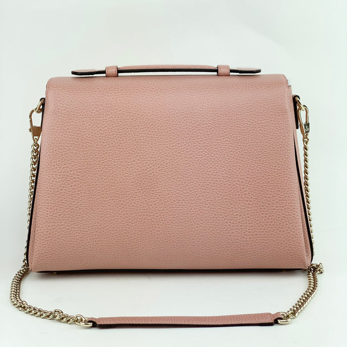 Gucci Dollar Calfskin Interlocking G Top Handle Shoulder Bag Soft Pink