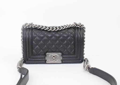 CHANEL SMALL CAVIAR BOY BAG BLACK