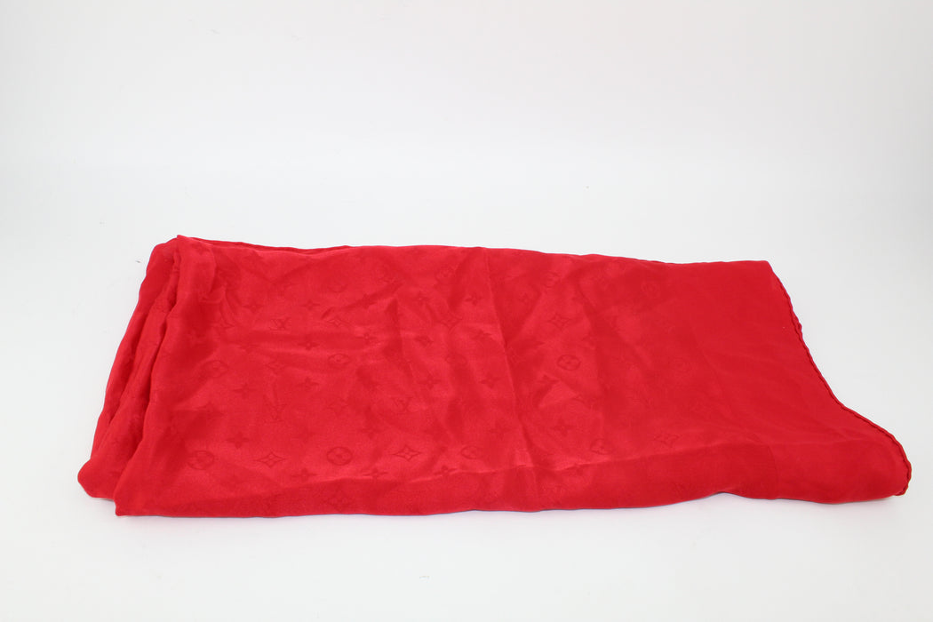 Louis Vuitton Red Monogram Silk Square Scarf