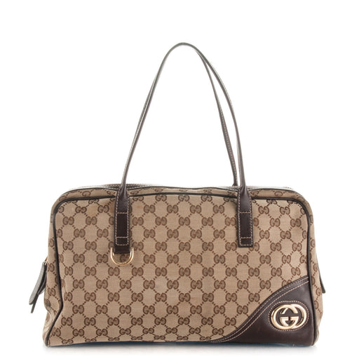 VINTAGE GUCCI MONOGRAM MEDIUM NEW BRITT BOSTON HANDBAG - LuxurySnob