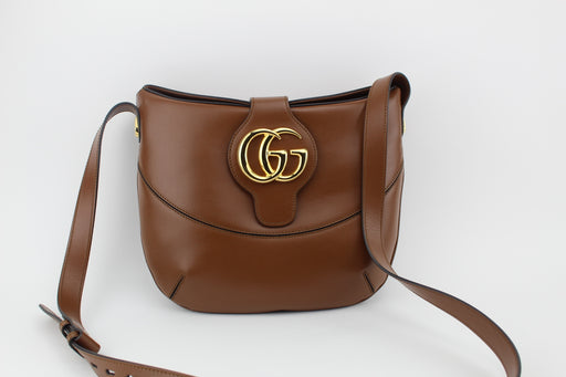 GUCCI BROWN SMOOTH LEATHER CROSSBODY BAG