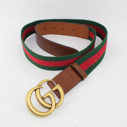 GUCCI WEB BELT WITH DOUBLE G BUCKLE SIZE 90/36 - LuxurySnob