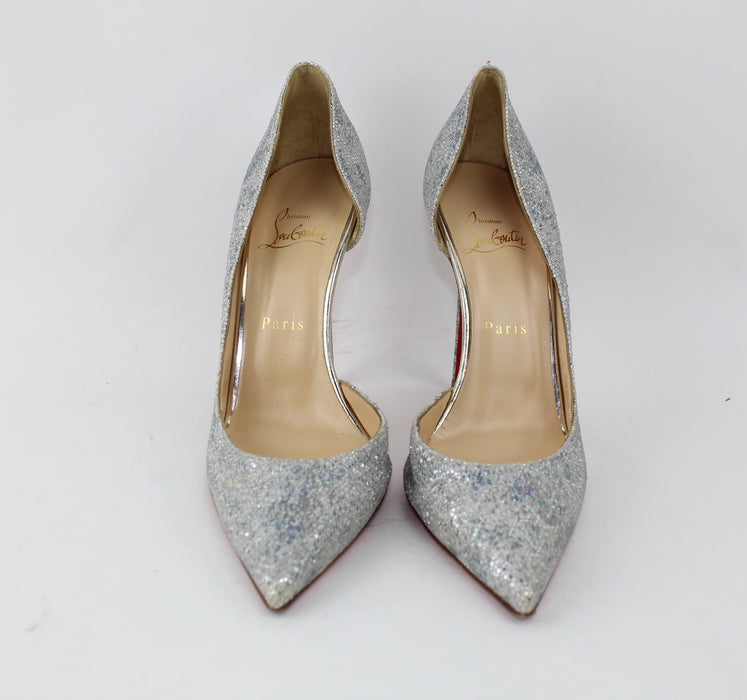 CHRISTIAN LOUBOUTIN IRIZA HALF D'ORSAY GLITTER PUMP SIZE 39 - LuxurySnob
