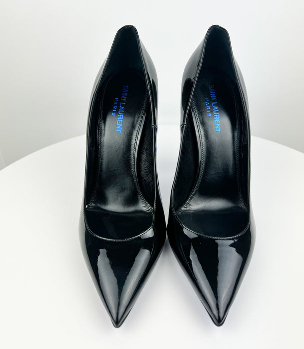 Saint Laurent Opyum Patent Leather Pumps Black Blue