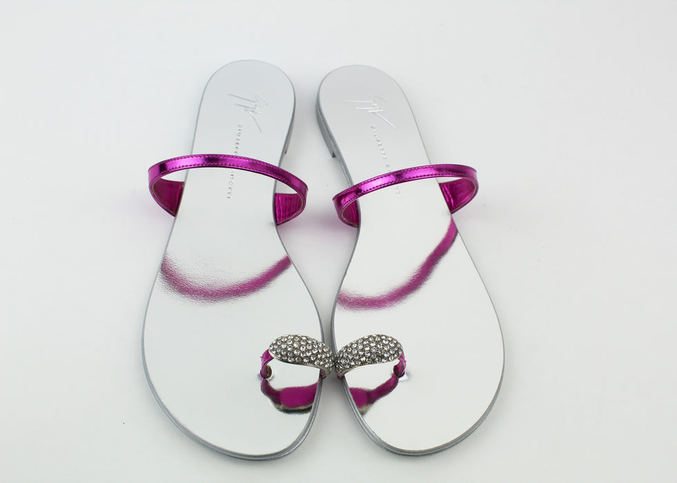Giuseppe Zanotti Metallic Flat Toe Ring Sandals