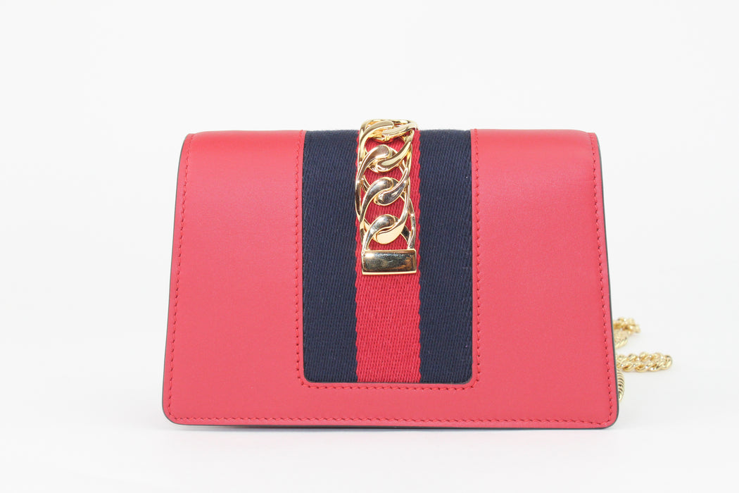 Gucci Sylvie Leather Super Mini Bag Red
