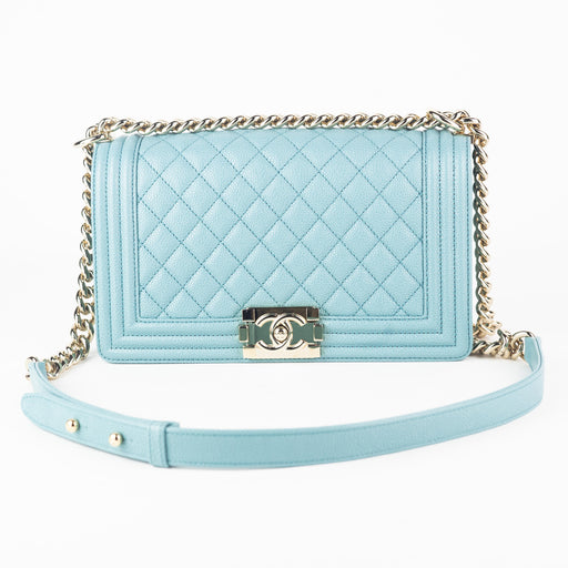 Chanel Medium Caviar Boy Bag blue